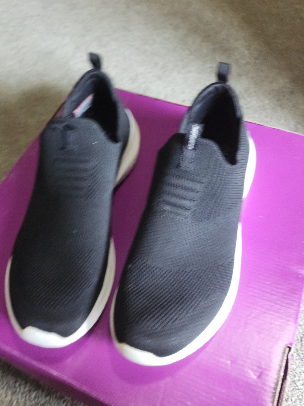 Skechers Black Knit Slip-On Sneakers with White Sole - Picture 4 of 4
